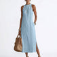 Women Halter Lace Panel Midi Dress