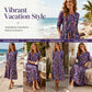 Women's Floral Print 3/4 Sleeve Midi Dress with Pockets