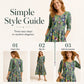 Women's Floral Print 3/4 Sleeve Midi Dress with Pockets