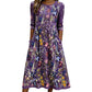 Women's Floral Print 3/4 Sleeve Midi Dress with Pockets