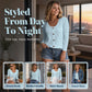 Women's Casual Round Neck Pointelle Long Sleeve Top