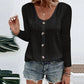Women's Casual Round Neck Pointelle Long Sleeve Top
