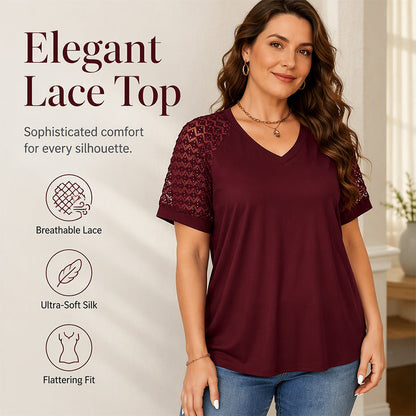 🎀 Női Elegáns Csipke Patchwork V-nyakú Felső