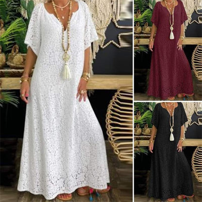 👗 Női Elegáns V-nyakú Szabadidős Csipke Hosszú Szoknya