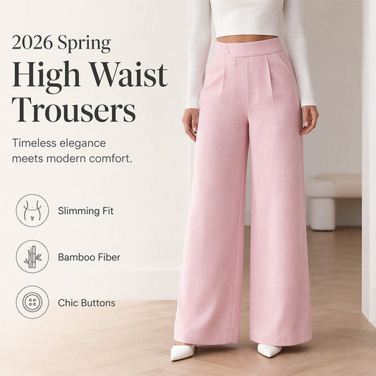 👖 Női elegáns, magas derekú, széles szárú nadrág