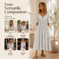 Women's V-Neck Button Pleated Dress