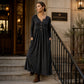 Women's V-Neck Button Pleated Dress