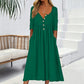 Women's V-Neck Button Pleated Dress