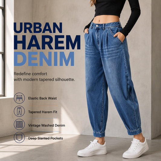 ✨ Női farmer harem nadrág magas derékkal