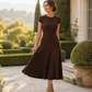 👗 Női elegáns, kefélt bordázott kötött ruha