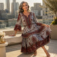 Women’s Bohemian V-Neck Tiered Ruffle Dress