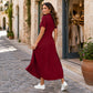 Women's Casual Solid Color Zipper Maxi Dress