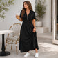 Women's Casual Solid Color Zipper Maxi Dress
