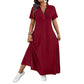 Women's Casual Solid Color Zipper Maxi Dress
