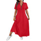 Women's Casual Solid Color Zipper Maxi Dress