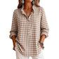 Women's Gingham Ruffle Casual Long Sleeve Shirt