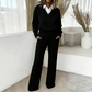 Women's Long Sleeve Top and Wide-Leg Pants Set