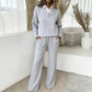 Women's Long Sleeve Top and Wide-Leg Pants Set