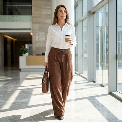 Casual Loose Fit Corduroy Trousers for Women