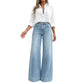 👕 👖 Hosszabbnak tűnő lábak, kényelmes viselet | Női vintage magas derekú, széles szárú farmer