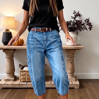 📢Saisonmitte-Sale: 50 % Rabatt – nur für kurze Zeit ⏰Lässige, elastische, verkürzte Jeanshose für Damen
