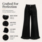 👖 Női elegáns, fodros szegélyű, egyenes szárú farmernadrág