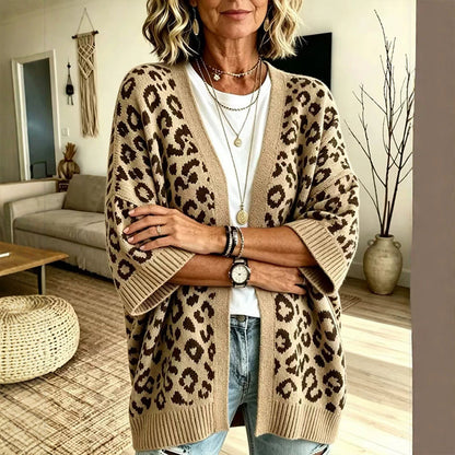 ✨ Női Elegáns Leopárdmintás Kötött Kardigán