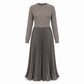 👗 🍂Női egyszínű hosszú ujjú pulóver & pliszírozott aljú ruha