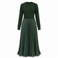 👗 🍂Női egyszínű hosszú ujjú pulóver & pliszírozott aljú ruha