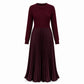 👗 🍂Női egyszínű hosszú ujjú pulóver & pliszírozott aljú ruha
