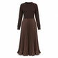 👗 🍂Női egyszínű hosszú ujjú pulóver & pliszírozott aljú ruha