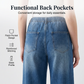 👖 Női rugalmas derekú, széles szárú farmernadrág
