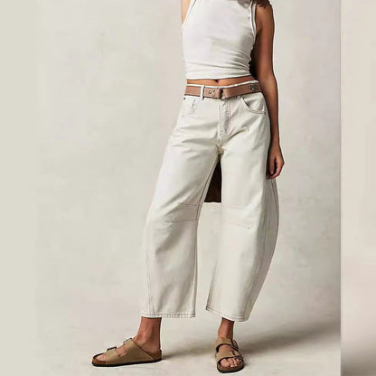 👖 👖 Szobrozott Retro Forma | Női Íves, Széles Szárú Farmernadrág