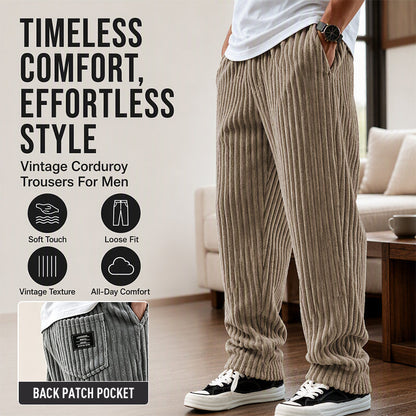 👖 Férfi Retro Csíkos Kordnadrág
