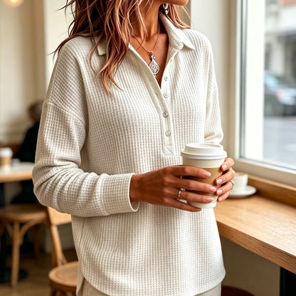 👕 Női Relaxált Kötött Hosszú Ujjú Póló