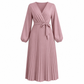 👗 Női elegáns, keresztbe futó V-kivágású, pliszírozott maxiruha