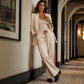 Women’s Striped Drawstring Wide-Leg Pants with Pockets