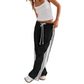 Women’s Striped Drawstring Wide-Leg Pants with Pockets